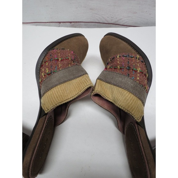 Kenzie "Touch" Leather & Fabric Mules Heels Size 9 Patchwork Quilt Look - Picture 6 of 10